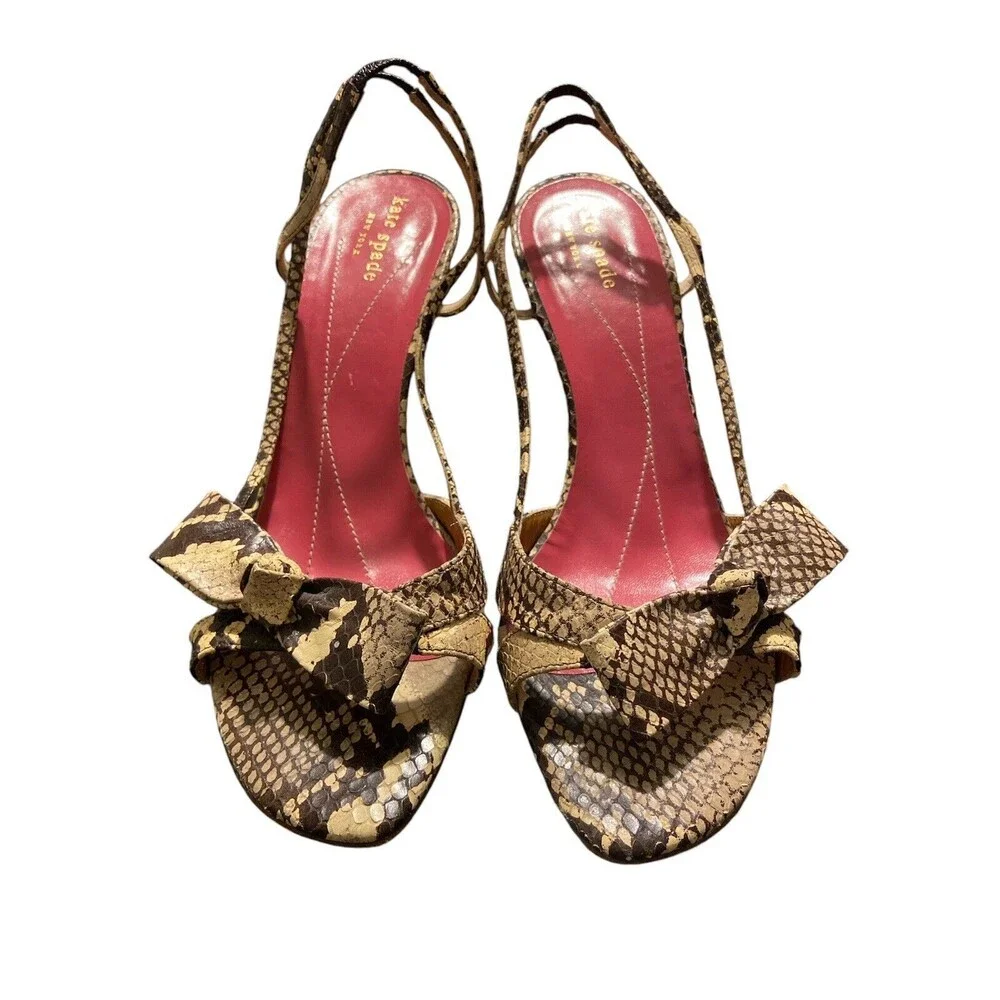 Kate Space Lizard Skin Sling back Heels Size 8B Animal Print - Picture 1 of 9